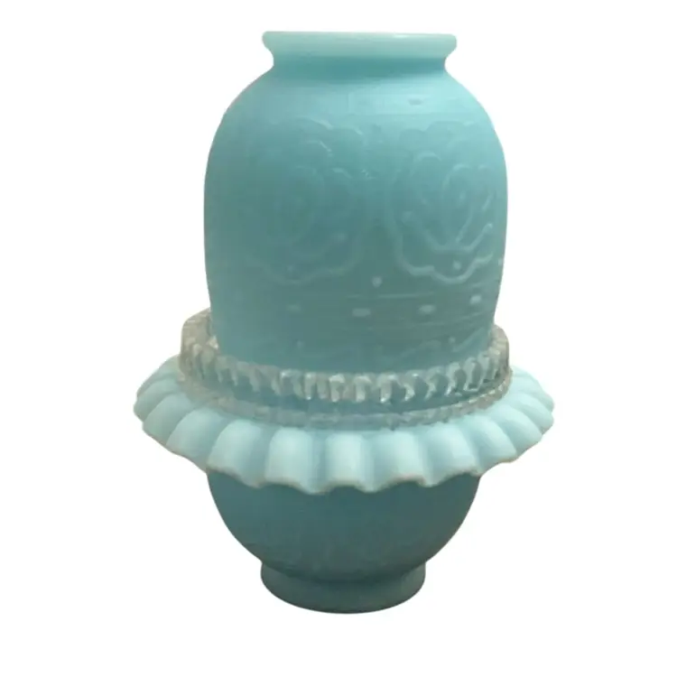 Fenton 3-piece Blue Satin Glass Persian Medallion Fairy Light 7” X 5”