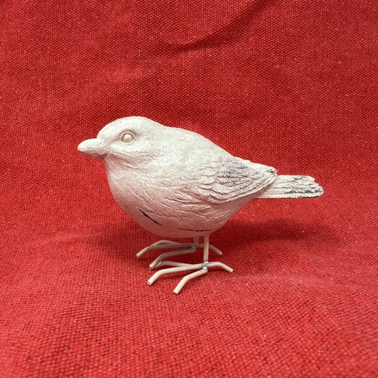 White Glitter (Sugared) Bird Figurine – Winter Cottage Decor – Neutral Holiday Accent