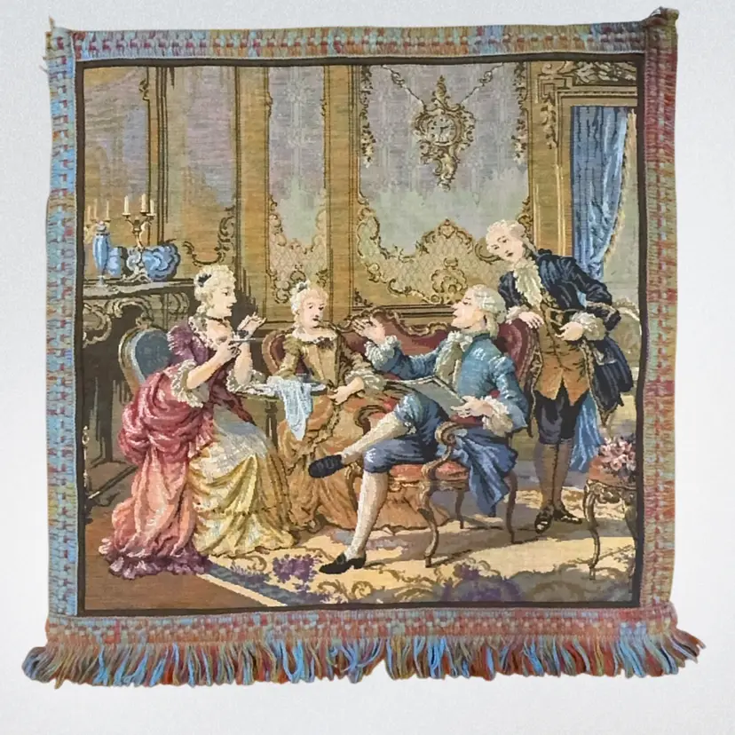 Pair Of 20.5” Vintage European Wall Tapestry Hangings