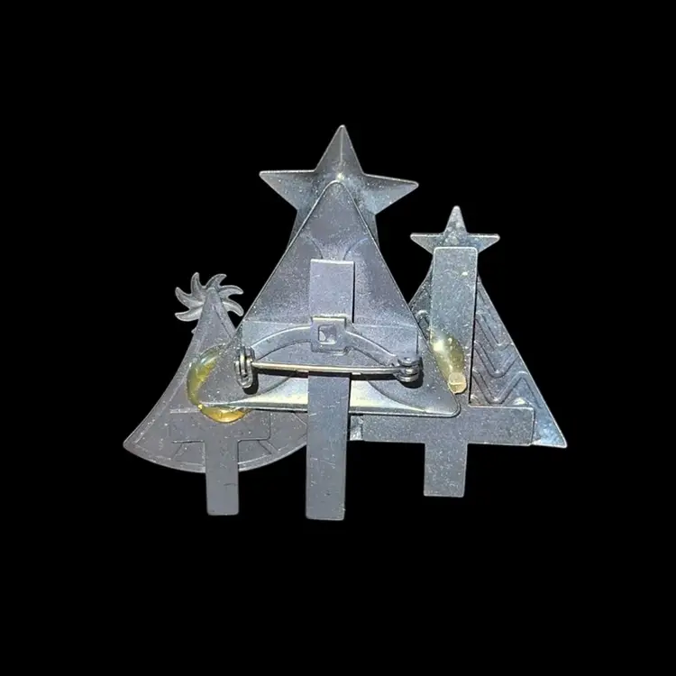 Metal and Bejeweled Christmas Trees Brooch