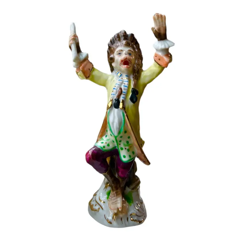 Germany Meissen Dresden Style Monkey Orchestra Band Leader Porcelain Figurine