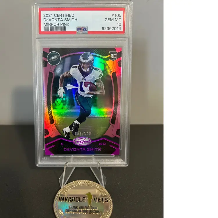 DEVONTA SMITH 2021 CERTIFIED PINK MIRROR RC #057/199 PSA 10