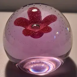 Caithness, Scotland Pop Flowers-Red, Neodymium Glass Paperweight, NEW IN BOX!