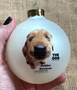 The Dog Golden Retriever Glass Ball Ornament Round Christmas Kitsch Holiday
