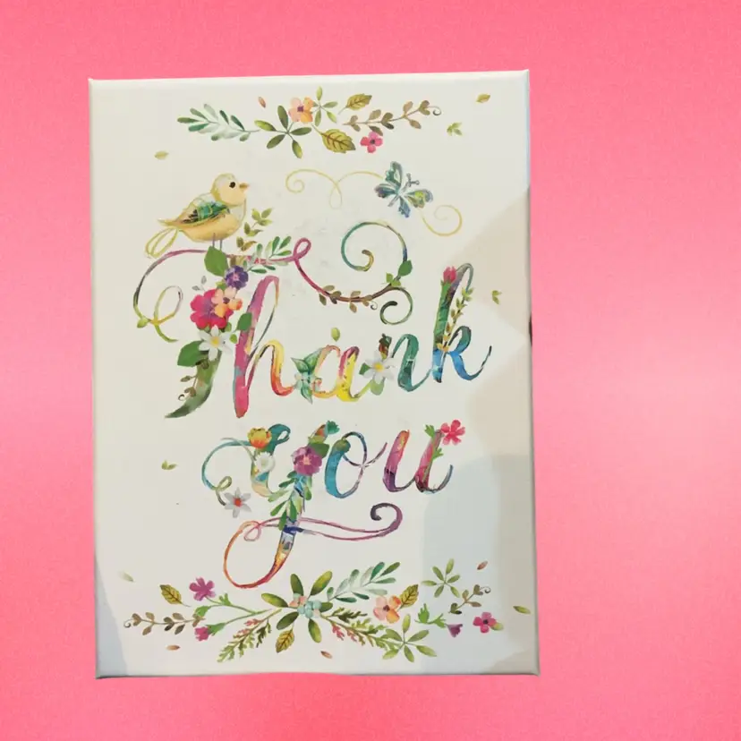 Box Of Thank You Cards With Beautiful Floral Design.  15 Cards & Envelopes. “ Art And Design By Haley” Manufactured By Crown Point Graphics.
