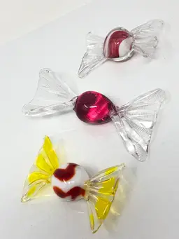 3 Pieces of Round Art Glass Candy