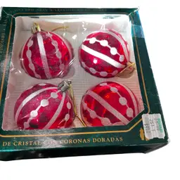 008 Vintage Set Of Four Christmas Krebs  Red Glass Ornaments