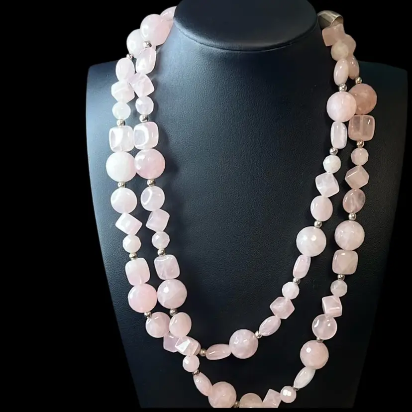 Jay King Mine Finds Pink/rose Jadeite necklace, 16” And 18” Strand, 925 Clasp And Spacer Beads, Jadeite Tested, Designer Signed And Marked, Beautiful Condition