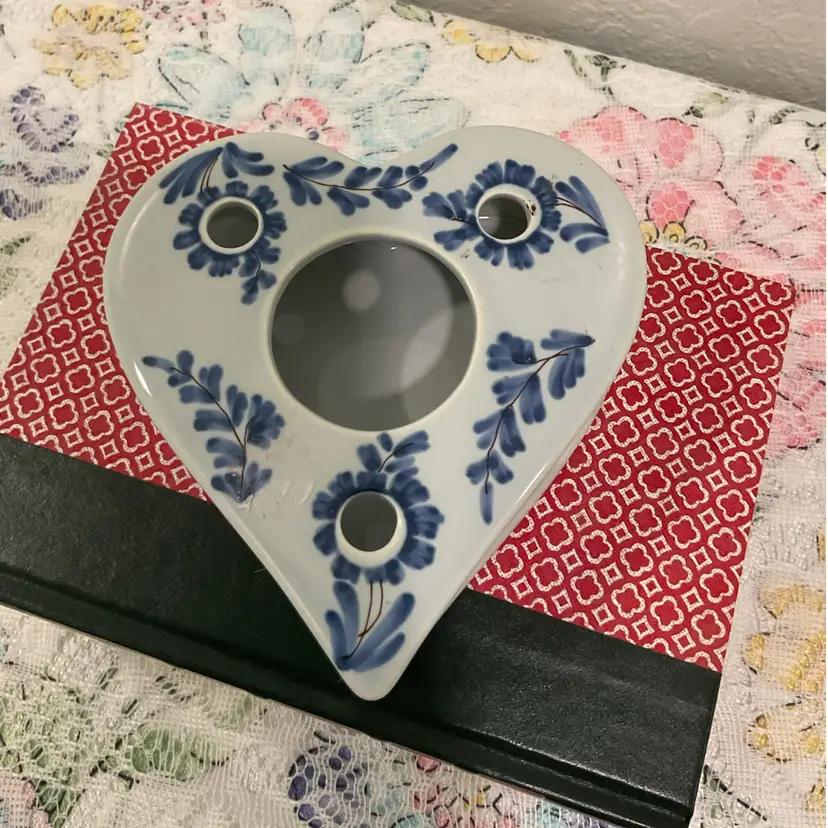 🎉Delft Blue Heart Shaped Votive Candle Holder