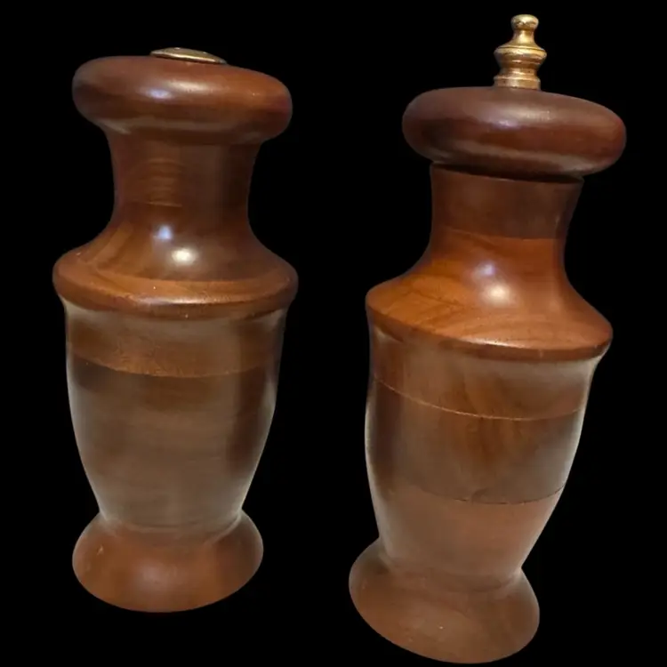Vintage Salt Shaker Pepper Mill Set Turned Black Walnut