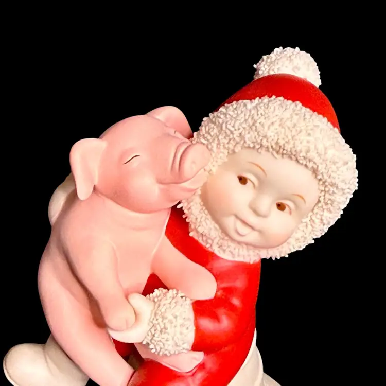 Figurine 2002 Department 56 Snowbabies "This Little Piggy" Babies On The Farm Series 56.67531 Porcelain Bisque  W/Box
4.75” T x 2-1/4” L x 2-1/“ W