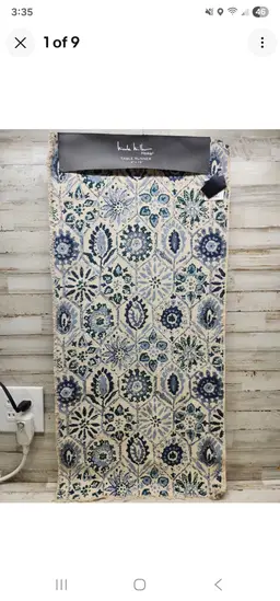 NICOLE MILLER HOME Table Runner 16" x 72" (6 ft) Blue Floral 100% Cotton lot of 5
