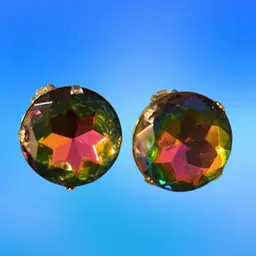 Ann Vien Silver Tone Prong Set Single Watermelon Rhinestone Clip On Earrings