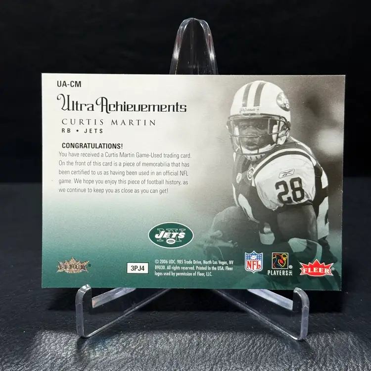 Curtis Martin 2006 Fleer Ultra #UA-CM Achievements Game Used Jersey HOF NY Jets