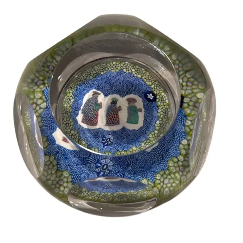 1976 Whitefriars  Three Magi Kings & Star Of Bethlehem Crystal Faceted Paperweight Limited Edition (227/1000 Made) - 2.75” Tall 3” Diameter - READ