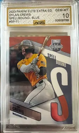 Dylan Crews 2023 Panini Elite Extra Edition Spellbound Blue AGS 10