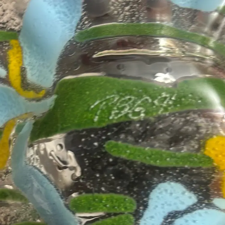 Signed PBG 91 Ruffle Iris Ruffle Fused Glass Bowl