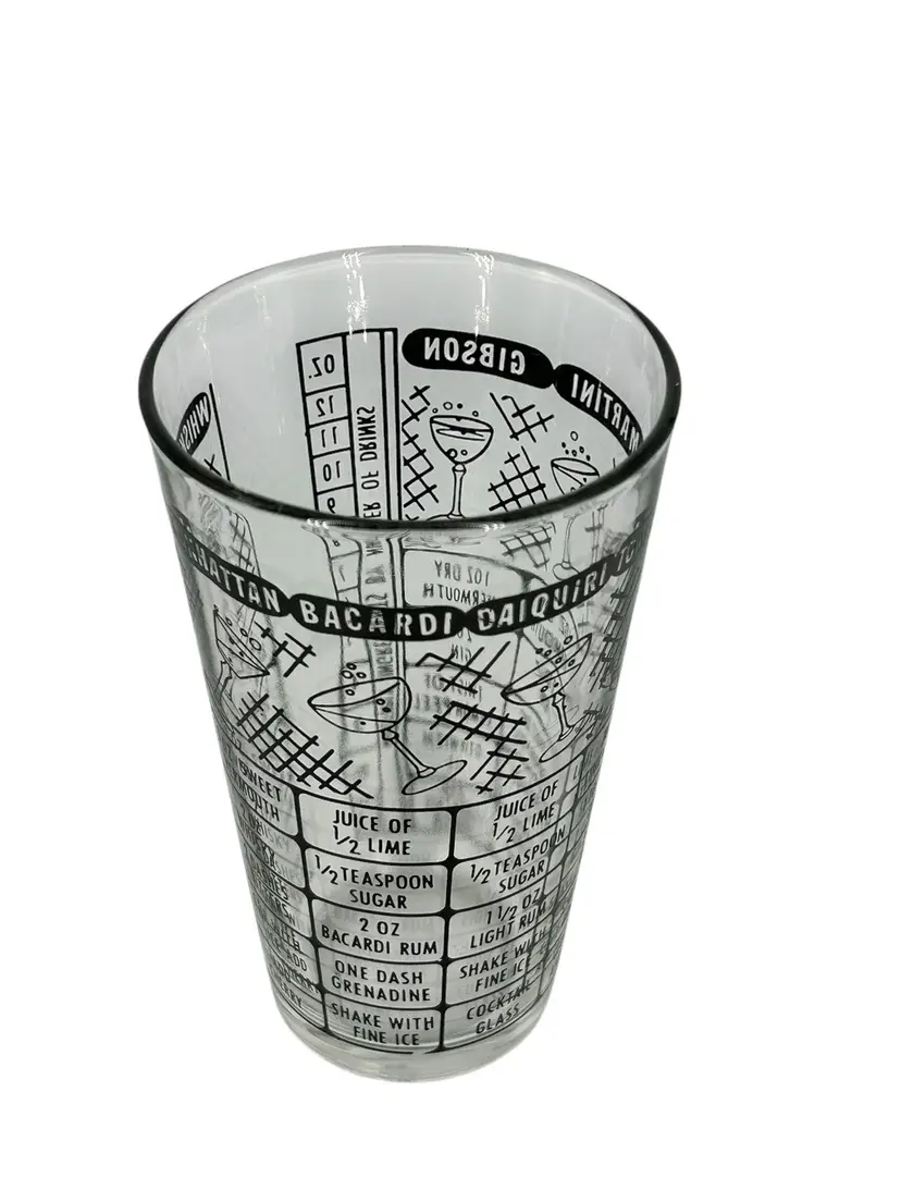 Vintage Federal Glass Recipe Cocktail Shaker