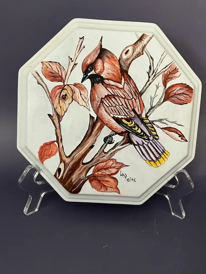 Vintage Signed, Hand Painted Bird Wall Plaque -1979