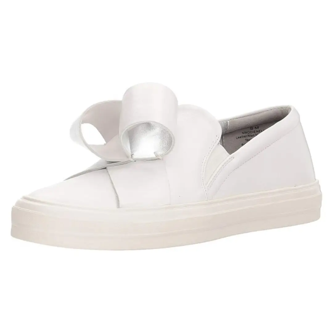 Nine West White Slip-On Sneakers with Bow