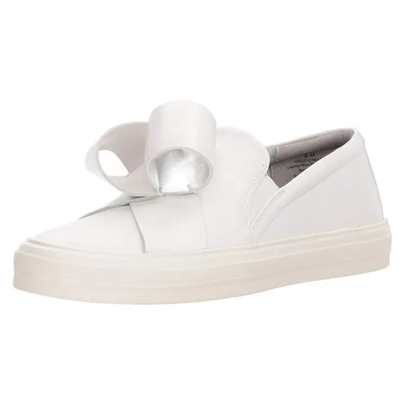 Nine West White Slip-On Sneakers with Bow