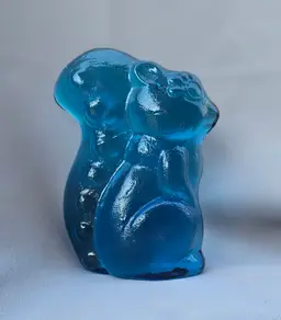 Blue Glass Squirrel Paperweight, Bookend, Figurine Possibly Viking Glass