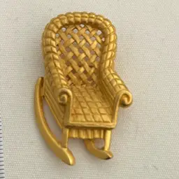 Vintage Gold Wicker Rocking Chair Pin