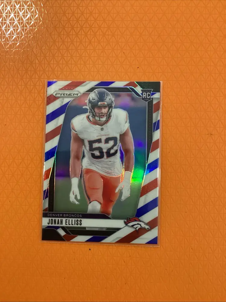2024 Panini Prizm Jonah Elliss Rookie Red White & Blue Prizm RC #356 Broncos