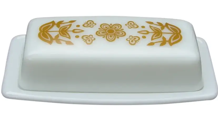 Vintage Pyrex Butterfly Gold 1/4 Lb Covered Butter Dish