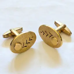 Cufflinks Jewelry Set Emmons Gold Tone Metal Mid-Century Modern Design Vintage