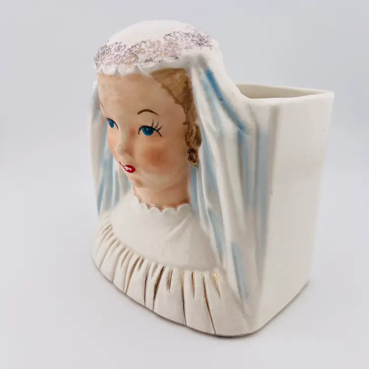 Hard To Find Vintage Grant Crest Japan Bride Head Vase Planter 5.5” READ