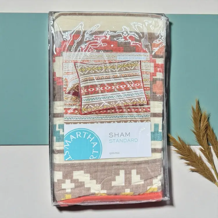 Martha Stewart Collection Silver City Stripe Standard Pillow Sham Quilted