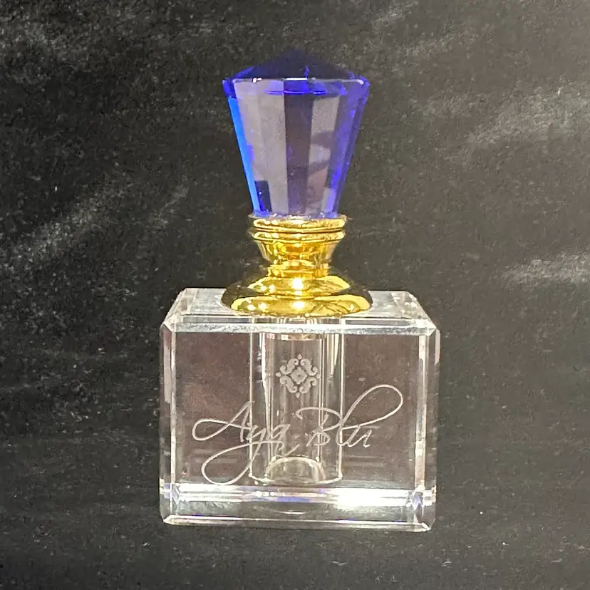 #1443 Aya Blue By Soft Surroundings, Vintage, Crystal Blue Stopper And Clear Glass Perfume Bottle