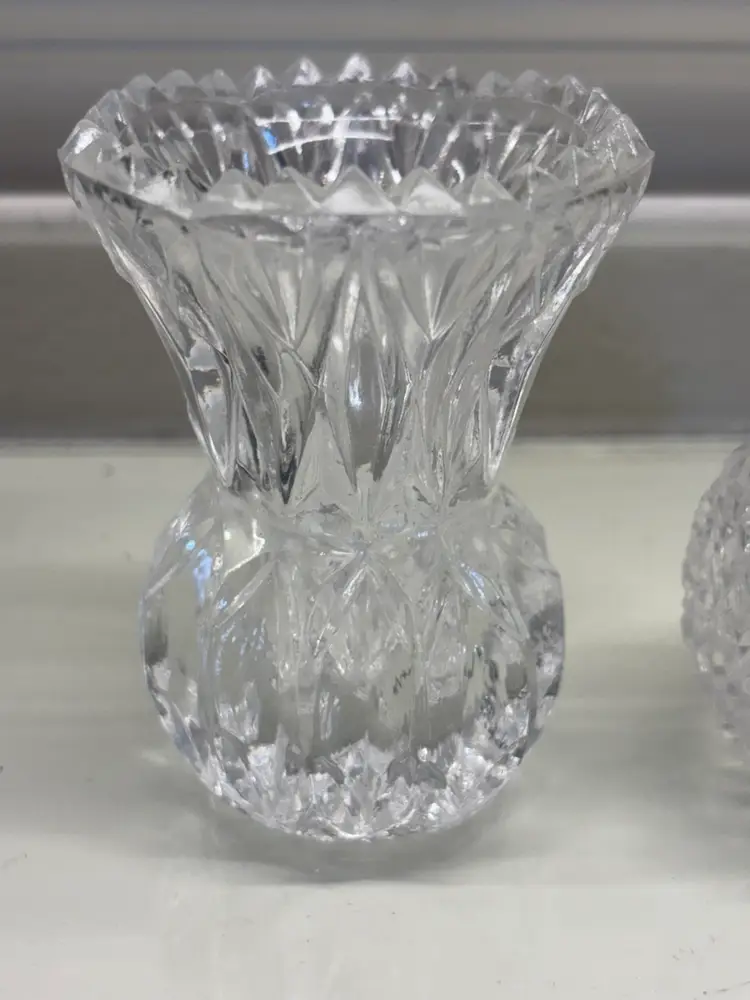 Pair Of Leaded Glass Vases