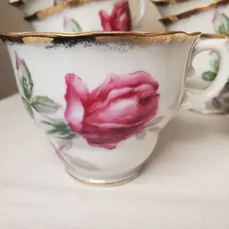Bone China Rose Tea Cups Set of 8