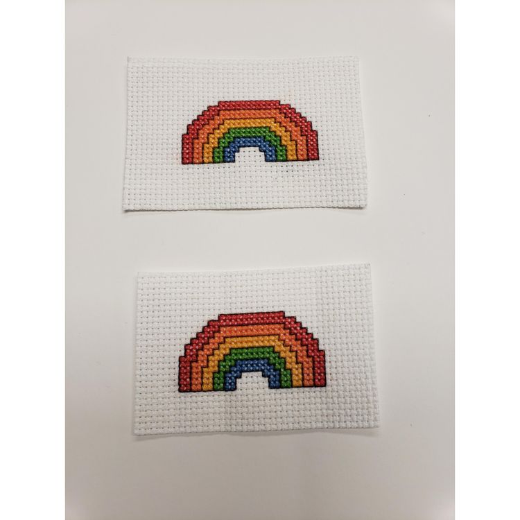 New Lot Of Two Cross-stitched Rainbow Pieces