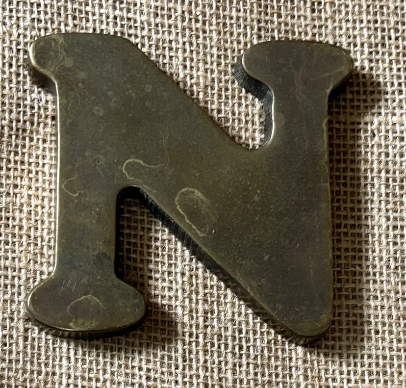 Vintage Solid Brass Letter N Heavyweight Decor Paperweight Craft Piece