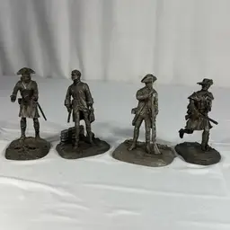 Set Of 4 Franklin Mint Pewter 4” Figurines 1975-77
