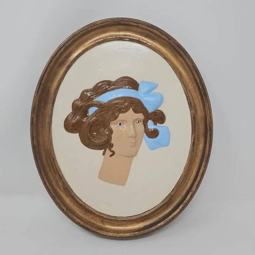 Duncan Ceramic Erma Gilliland Vintage Wall Cameo Lady with Bow