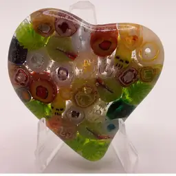 Made by Me! Fused Glass Pocket Heart with Venus Flytrap 2" Handcrafted Studio Art