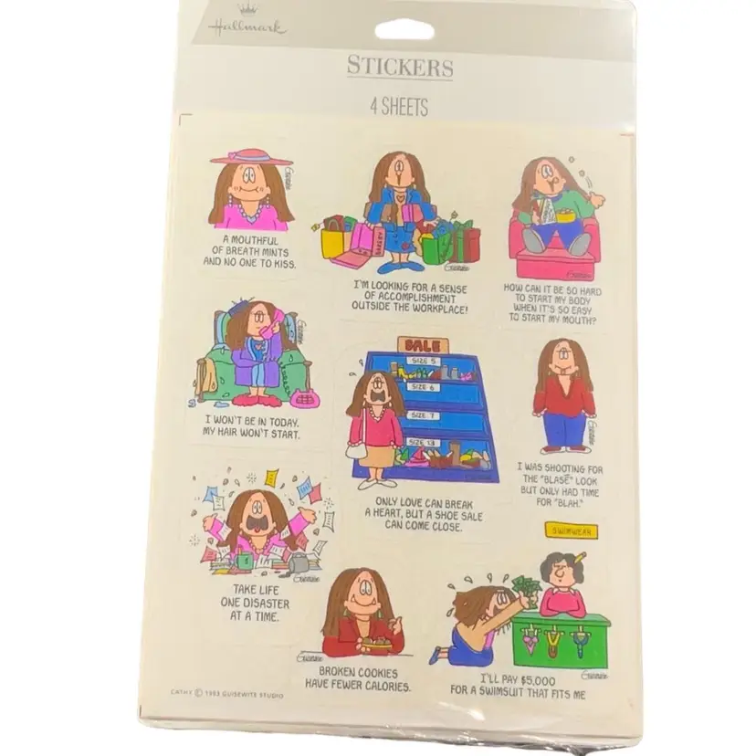 Vintage Hallmark Stickers 4 Sheets Of 9 Different Stickers In Original Packaging 