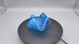 Vintage Electric Blue Handkerchief Candle Holder Trinket Dish Swirled Slag Glass Tealight Votive 4.5"