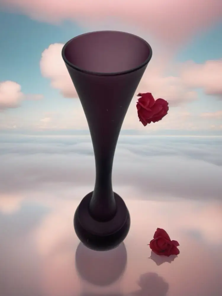 #17 GG  Amethyst Satin Glass Hand Blown Art Glass Fluted Footed Flower Bud Vase