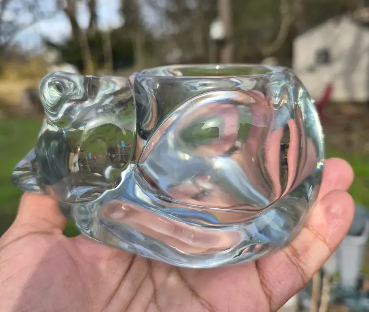 Clear Glass Curlded Up Sleeping Cat Candle Holder
