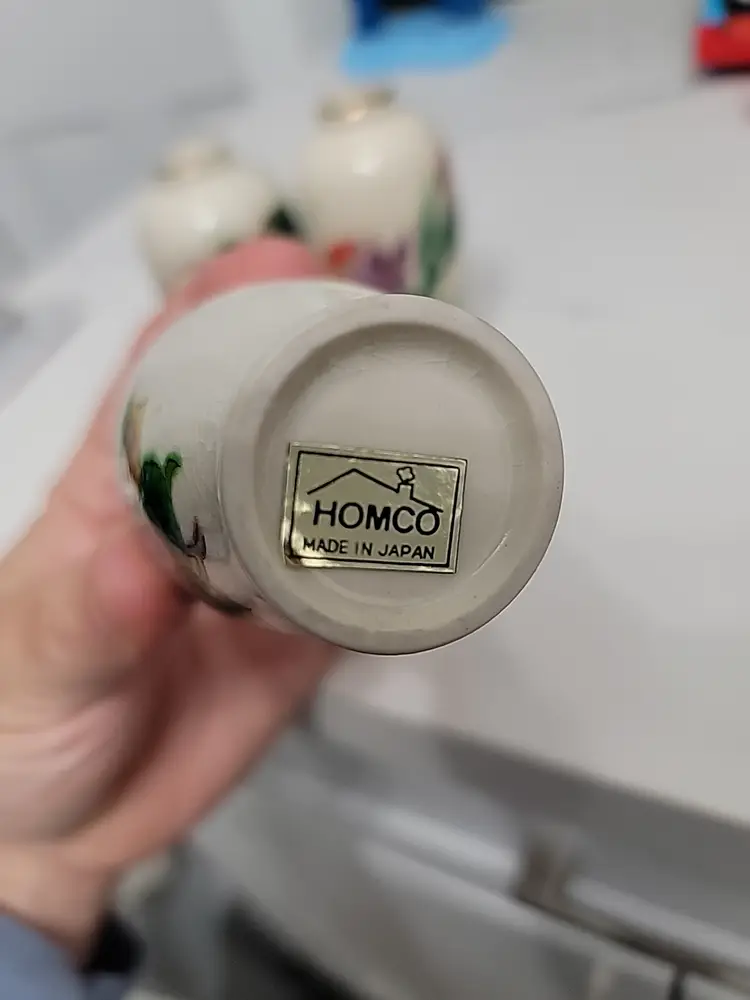 (3) Vintage Homco Bud Vases Crackle Glaze w/ Gold Trim Japan, 4" Mini