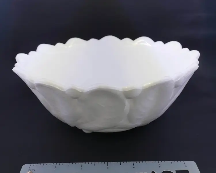 Indiana Glass Cabbage Rose White Milk Glass Bowl
