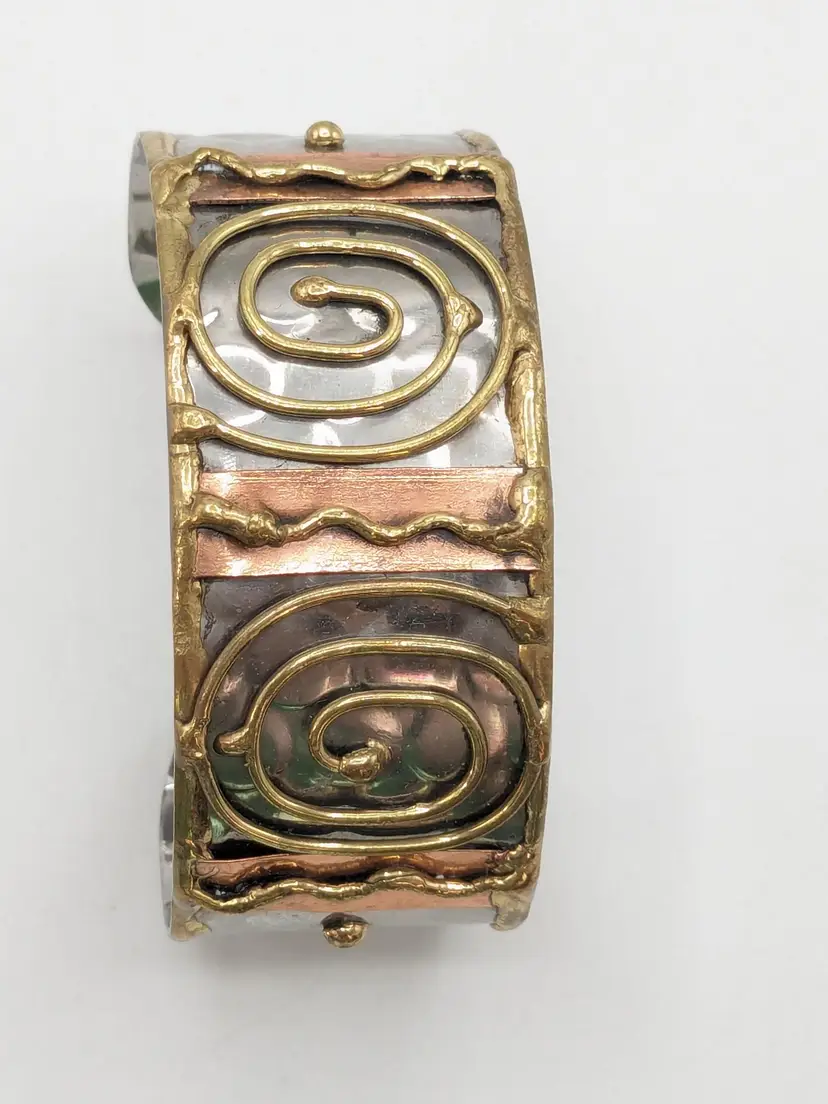 Anju Swirl Mixed Metal Brass and Copper Cuff Bracelet