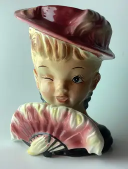 Vintage Ladies Head Vase Ceramic 1960s
