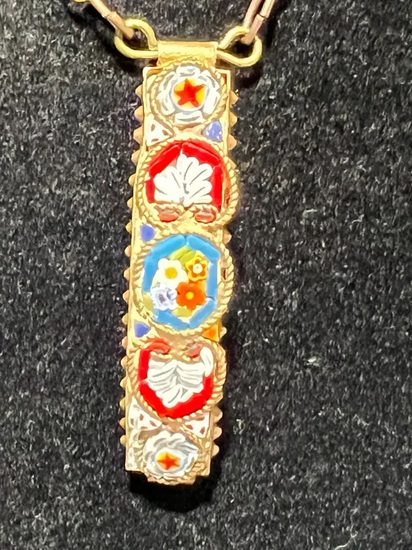 Micro Mosaic Bar With 20” Brass Link Chain