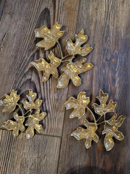 Solid Brass Maple Leaf Wall Decor Set Of 3 Made In India MCM Wall Hanging